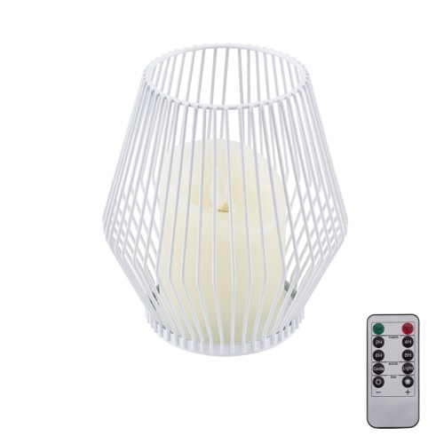 GloboStar® CANDLE 76488 Διακοσμητικό Realistic Κερί με LED Εφέ Κινούμενης Φλόγας - Μπαταρίας 2 x AA (Δεν Συμπεριλαμβάνονται) & Ασύρματο Χειριστήριο IR Θερμό Λευκό 2700K Dimmable Λευκό Φ14 x Υ16cm