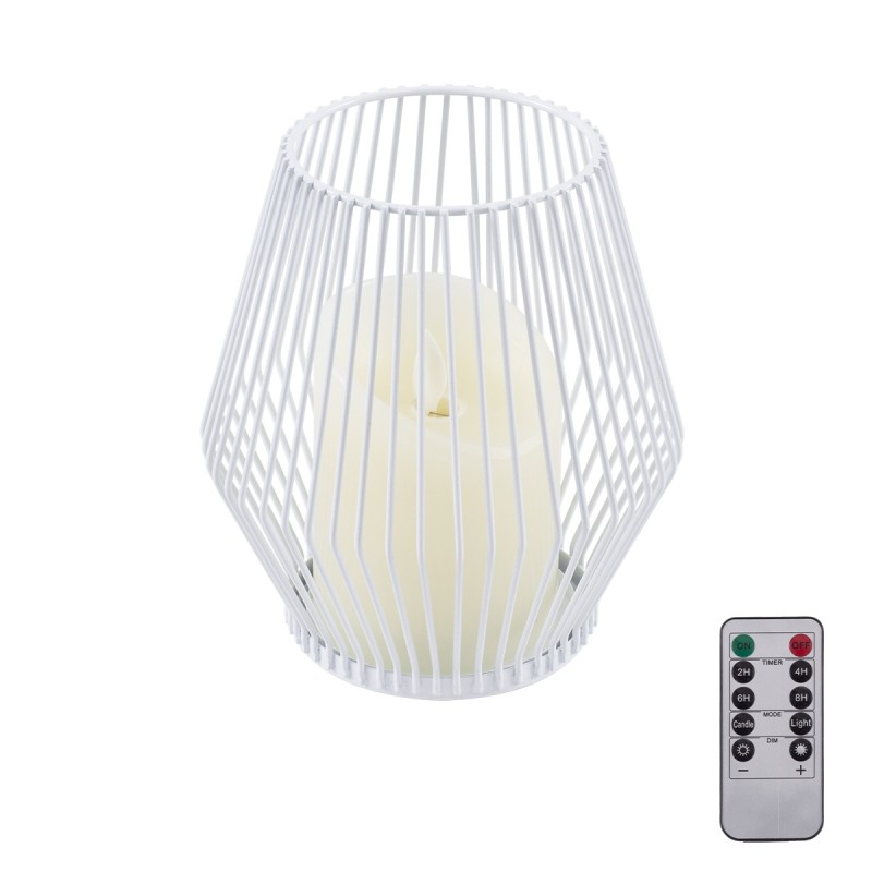 GloboStar® CANDLE 76488 Διακοσμητικό Realistic Κερί με LED Εφέ Κινούμενης Φλόγας - Μπαταρίας 2 x AA (Δεν Συμπεριλαμβάνονται) & Ασύρματο Χειριστήριο IR Θερμό Λευκό 2700K Dimmable Λευκό Φ14 x Υ16cm
