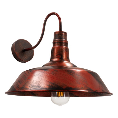 GLOBOSTAR® RAY 01052 Vintage Φωτιστικό Τοίχου - Απλίκα με Ντουί 1 x E27 AC 220-240V IP20 - Χάλκινο Εφέ Σκουριάς - Μ36 x Π42 x Υ32cm