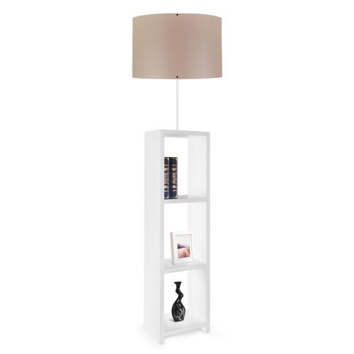 GLOBOSTAR® WOODO 204-0052 Μοντέρνο Επιδαπέδιο Φωτιστικό με Ντουί 1 x E27 AC 220-240V IP20 - Λευκό & Μπεζ - Μ38 x Π38 x Υ150cm