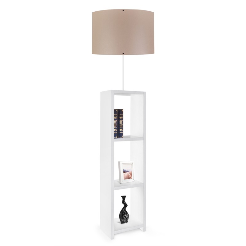 GLOBOSTAR® WOODO 204-0052 Μοντέρνο Επιδαπέδιο Φωτιστικό με Ντουί 1 x E27 AC 220-240V IP20 - Λευκό & Μπεζ - Μ38 x Π38 x Υ150cm