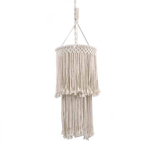 GLOBOSTAR® ZAMBIA 36208 Boho Κρεμαστό Φωτιστικό Οροφής με Ντουί 1 x E27 AC 220-240V IP20 - Μπεζ - Μ30 x Π30 x Υ60cm