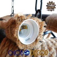 GLOBOSTAR® RUNNER 01115 Vintage Κρεμαστό Φωτιστικό Οροφής με Ντουί 6 x E27 AC 220-240V IP20 - Μαύρο & Μπεζ - Μ45 x Π45 x Υ60cm