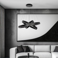 kelvo® VENOM KLV-101-0199-V2 Κρεμαστό Φωτιστικό Οροφής LED 120W 12000lm 120° AC 220-240V IP20 Ρυθμιζόμενο Λευκό CCT με Χειριστήριο από 2700K έως 6000K Dimmable - Lumileds SMD Chip - Μαύρο Ματ - Μ80 x Π80 x Υ80cm - 3 Χρόνια Εγγύηση