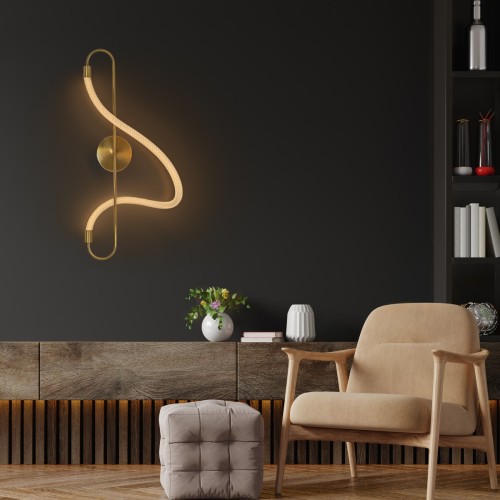 kelvo® GLOW KLV-101-0169 Φωτιστικό Τοίχου / Απλίκα LED 18W 1800lm 360° AC 220-240V IP20 Ρυθμιζόμενο Λευκό CCT με On/Off 2700K/4500K/6000K - Lumileds SMD Chip - Χρυσό Πλατίνα - Μ30 x Π15 x Υ70cm - 3 Χρόνια Εγγύηση