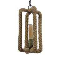 GLOBOSTAR® ELDORA 10001014 Vintage Κρεμαστό Φωτιστικό Οροφής με Ντουί 1 x E27 AC 220-240V IP20 - Μπεζ & Μπρούτζινο - Μ13 x Π13 x Υ30cm