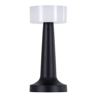 GloboStar® NANNA 76472 Επαναφορτιζόμενο Επιτραπέζιο Φωτιστικό Πορτατίφ LED 1.5W 105lm 120° DC 5V IP44 CCT Ultra Θερμό 1500K - Φυσικό Λευκό 4500K - Ψυχρό Λευκό 6000K Dimmable Μαύρο & Λευκό Πλαστικό - Μ9 x Π9 x Υ21cm - 2 Χρόνια Εγγύηση