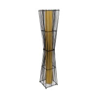 GLOBOSTAR® PALMA 02274 Boho Επιδαπέδιο Φωτιστικό με Ντουί 2 x E27 AC 220-240V IP20 - Μαύρο & Μπεζ - Μ25 x Π25 x Υ140cm