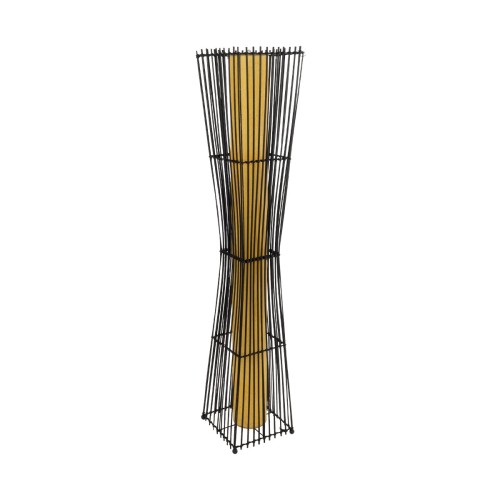 GLOBOSTAR® PALMA 02274 Boho Επιδαπέδιο Φωτιστικό με Ντουί 2 x E27 AC 220-240V IP20 - Μαύρο & Μπεζ - Μ25 x Π25 x Υ140cm