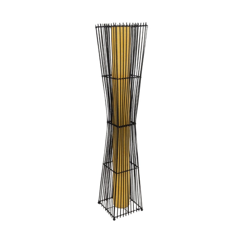 GLOBOSTAR® PALMA 02274 Boho Επιδαπέδιο Φωτιστικό με Ντουί 2 x E27 AC 220-240V IP20 - Μαύρο & Μπεζ - Μ25 x Π25 x Υ140cm
