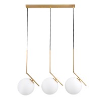 GLOBOSTAR® MONROE 00955 Μοντέρνο Κρεμαστό Φωτιστικό Οροφής με Ντουί 3 x E27 AC 220-240V IP20 - Χρυσό & Λευκό - Μ74 x Π25 x Υ50cm