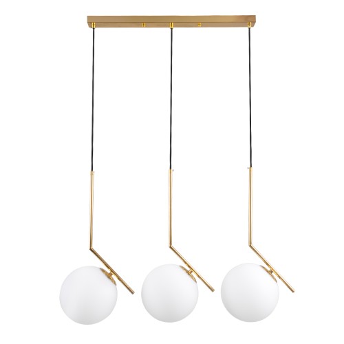 GLOBOSTAR® MONROE 00955 Μοντέρνο Κρεμαστό Φωτιστικό Οροφής με Ντουί 3 x E27 AC 220-240V IP20 - Χρυσό & Λευκό - Μ74 x Π25 x Υ50cm