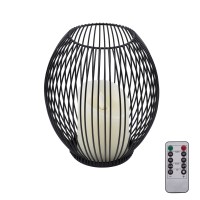 GloboStar® CADLE 76496 Διακοσμητικό Realistic Κερί με LED Εφέ Κινούμενης Φλόγας - Μπαταρίας 2 x AA (Δεν Συμπεριλαμβάνονται) & Ασύρματο Χειριστήριο IR Θερμό Λευκό 2700K Dimmable Μαύρο Φ16 x Υ18cm