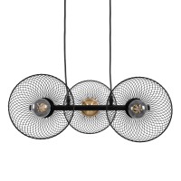 GLOBOSTAR® VERONA 00586 Μοντέρνο Κρεμαστό Φωτιστικό Οροφής με Ντουί 3 x E27 AC 220-240V IP20 - Μαύρο & Χρυσό - Μ50 x Π28 x Υ20cm