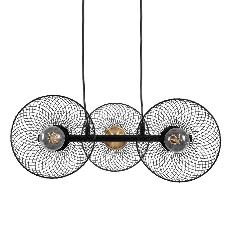 GLOBOSTAR® VERONA 00586 Μοντέρνο Κρεμαστό Φωτιστικό Οροφής με Ντουί 3 x E27 AC 220-240V IP20 - Μαύρο & Χρυσό - Μ50 x Π28 x Υ20cm