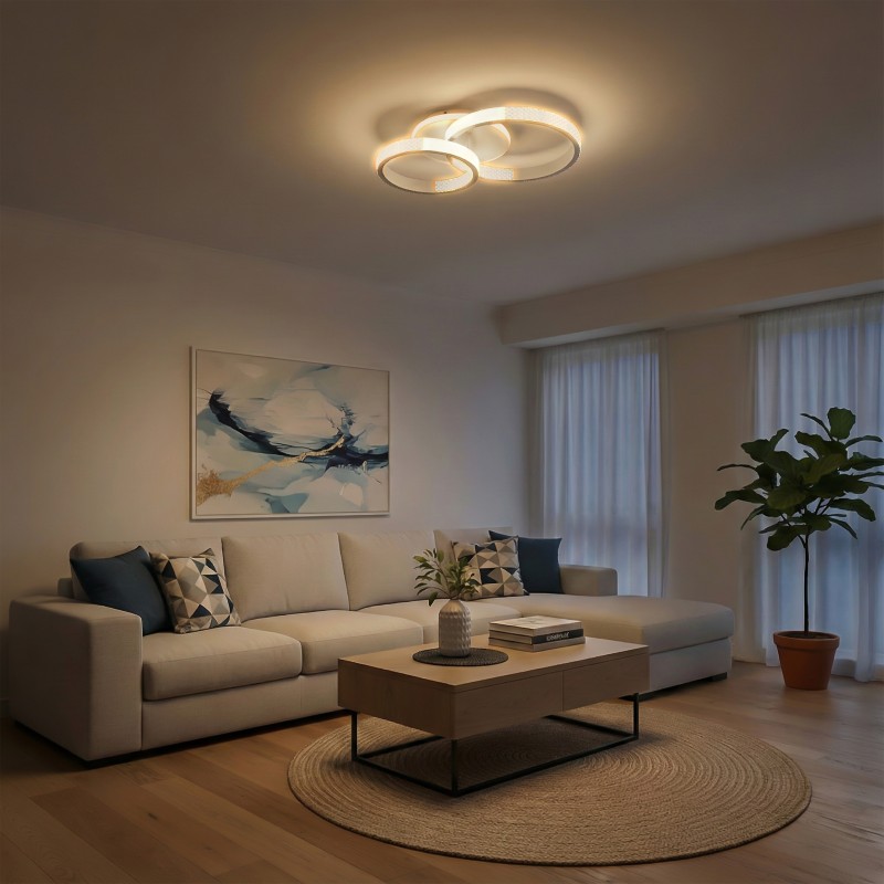 kelvo® DIAMOND KLV-101-0224 Φωτιστικό Οροφής LED 67W 6700lm 360° AC 220-240V IP20 Ρυθμιζόμενο Λευκό CCT με Χειριστήριο από 2700K έως 6000K Dimmable - Lumileds SMD Chip - Λευκό Ματ - Μ60 x Π40 x Υ14cm - 3 Χρόνια Εγγύηση