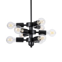 GLOBOSTAR® DELIR 01035 Μοντέρνο Φωτιστικό Οροφής με Ντουί 9 x E27 AC 220-240V IP20 - Μαύρο - Μ24 x Π24 x Υ23cm
