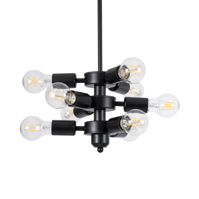 GLOBOSTAR® DELIR 01035 Μοντέρνο Φωτιστικό Οροφής με Ντουί 9 x E27 AC 220-240V IP20 - Μαύρο - Μ24 x Π24 x Υ23cm