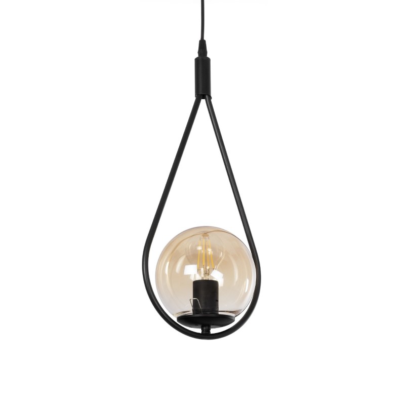 GLOBOSTAR® DROP 201-0016 Vintage Κρεμαστό Φωτιστικό Οροφής με Ντουί 1 x E27 AC 220-240V IP20 - Μαύρο & Μελί - Μ20 x Π15 x Υ47cm