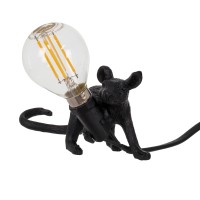 GLOBOSTAR® MOUSE 00675 Vintage Επιτραπέζιο Φωτιστικό Πορτατίφ με Ντουί 1 x E12 AC 220-240V IP20 - Μαύρο - Μ13 x Π4 x Υ7cm