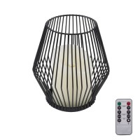 GloboStar® CANDLE 76493 Διακοσμητικό Realistic Κερί με LED Εφέ Κινούμενης Φλόγας - Μπαταρίας 2 x AA (Δεν Συμπεριλαμβάνονται) & Ασύρματο Χειριστήριο IR Θερμό Λευκό 2700K Dimmable Μαύρο Φ14 x Υ16cm