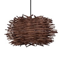 GLOBOSTAR® MINORCA 01732 Boho Κρεμαστό Φωτιστικό Οροφής με Ντουί 1 x E27 AC 220-240V IP20 - Καφέ - Μ30 x Π30 x Υ18cm