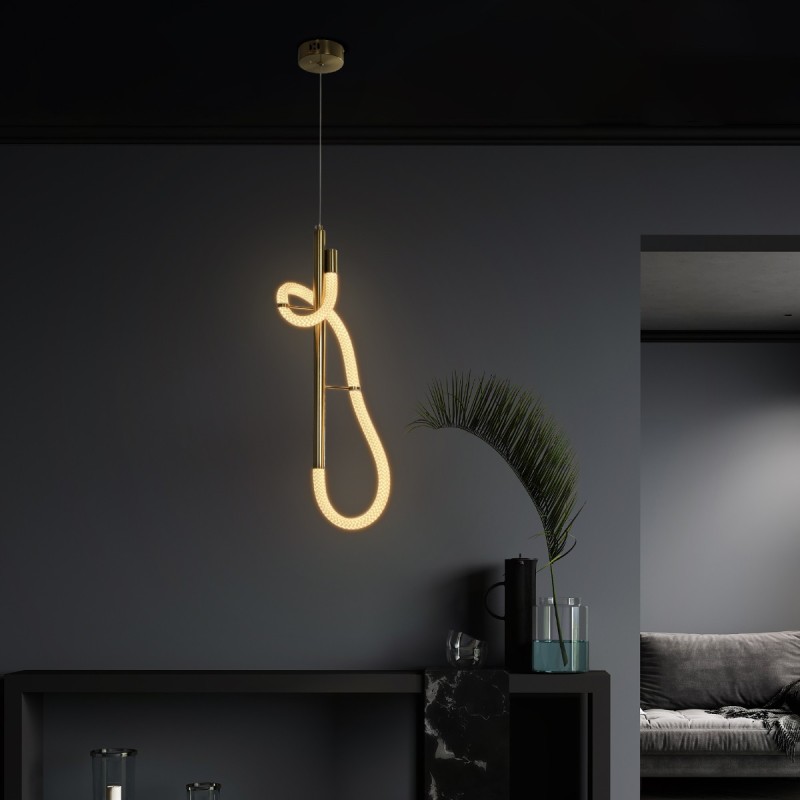 kelvo® GLOW KLV-101-0159 Κρεμαστό Φωτιστικό Οροφής LED 24W 2400lm 360° AC 220-240V IP20 Ρυθμιζόμενο Λευκό CCT με On/Off 2700K/4500K/6000K - Lumileds SMD Chip - Χρυσό Πλατίνα - Μ24 x Π10 x Υ62cm - 3 Χρόνια Εγγύηση