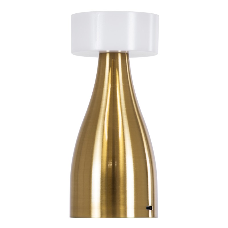 GloboStar® DOLLY 76470 Επαναφορτιζόμενο Επιτραπέζιο Φωτιστικό Πορτατίφ LED 1.5W 105lm 120° DC 5V IP44 CCT Ultra Θερμό 1500K - Φυσικό Λευκό 4500K - Ψυχρό Λευκό 6000K Dimmable Χρυσό & Λευκό Πλαστικό - Μ9 x Π9 x Υ21cm - 2 Χρόνια Εγγύηση