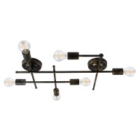 GLOBOSTAR® PIPING 00666-1 Vintage Φωτιστικό Οροφής με Ντουί 6 x E27 AC 220-240V IP20 - Μπρούτζινο - Μ66 x Π9.5 x Υ49cm