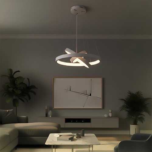 kelvo® NEMESIS KLV-101-0218-V2 Κρεμαστό Φωτιστικό Οροφής LED 100W 10000lm 180° AC 220-240V IP20 Ρυθμιζόμενο Λευκό CCT με Χειριστήριο από 2700K έως 6000K Dimmable - Lumileds SMD Chip - Λευκό Ματ - Μ60 x Π60 x Υ60cm - 3 Χρόνια Εγγύηση