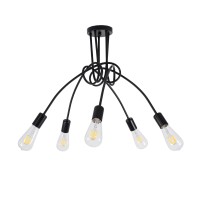 GLOBOSTAR® PAULELI 01127 Μοντέρνο Φωτιστικό Οροφής με Ντουί 5 x E27 AC 220-240V IP20 - Μαύρο - Μ76 x Π76 x Υ45cm