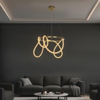 kelvo® GLOW KLV-101-0163 Κρεμαστό Φωτιστικό Οροφής LED 58W 5800lm 360° AC 220-240V IP20 Ρυθμιζόμενο Λευκό CCT με Χειριστήριο από 2700K έως 6000K Dimmable - Lumileds SMD Chip - Χρυσό Πλατίνα - Μ80 x Π80 x Υ40cm - 3 Χρόνια Εγγύηση
