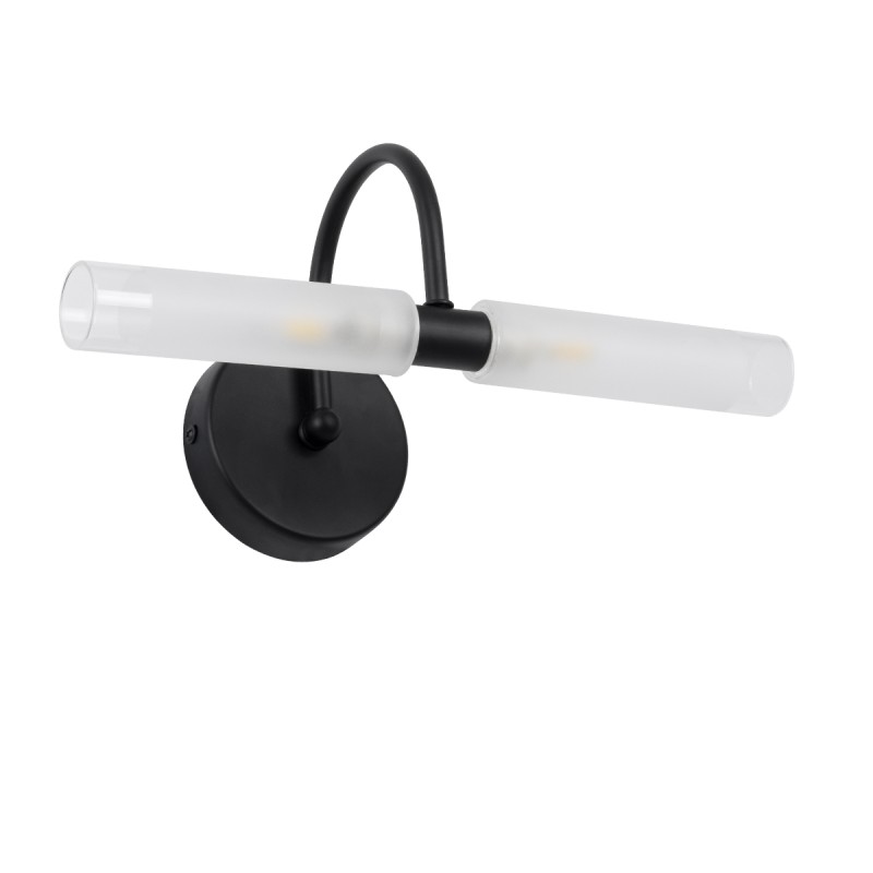 GLOBOSTAR® PAOLA 60416 Μοντέρνο Φωτιστικό Τοίχου - Απλίκα Καθρέπτη Μπάνιου με Ντουί 2 x G9 AC 220-240V IP44 - Μαύρο Ματ & Λευκό - Μ31 x Π16 x Υ15cm