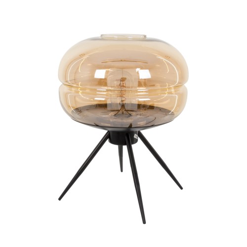 GLOBOSTAR® JAVAN 00737 Μοντέρνο Επιτραπέζιο Φωτιστικό Πορτατίφ με Ντουί 1 x E27 AC 220-240V IP20 - Μελί & Μαύρο - Μ30 x Π30 x Y40cm