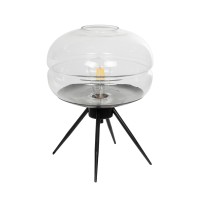 GLOBOSTAR® JAVAN 999-0036 Μοντέρνο Επιτραπέζιο Φωτιστικό Πορτατίφ με Ντουί 1 x E27 AC 220-240V IP20 - Διάφανο & Μαύρο - Μ30 x Π30 x Υ40cm