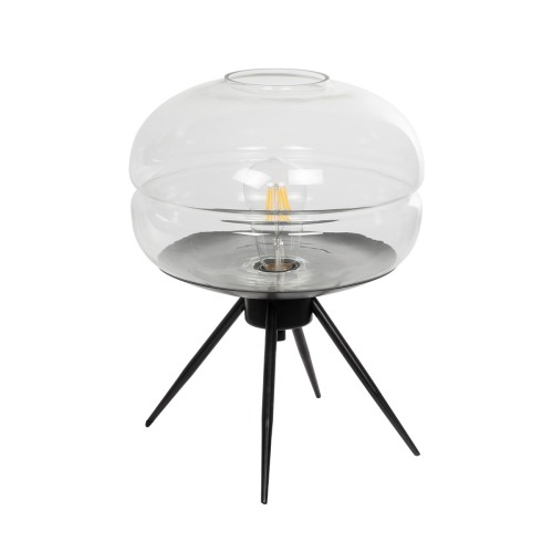 GLOBOSTAR® JAVAN 999-0036 Μοντέρνο Επιτραπέζιο Φωτιστικό Πορτατίφ με Ντουί 1 x E27 AC 220-240V IP20 - Διάφανο & Μαύρο - Μ30 x Π30 x Υ40cm