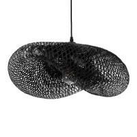 GLOBOSTAR® MEXICO 02201 Boho Κρεμαστό Φωτιστικό Οροφής με Ντουί 1 x E27 AC 220-240V IP20 - Μαύρο - Μ65 x Π45 x Υ18cm