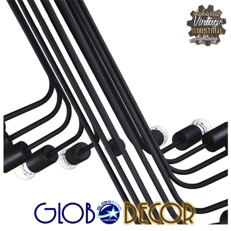 GLOBOSTAR® STAIRS 01024 Μοντέρνο Φωτιστικό Οροφής με Ντουί 26 x E27 AC 220-240V IP20 - Μαύρο - Μ80 x Π80 x Υ95cm