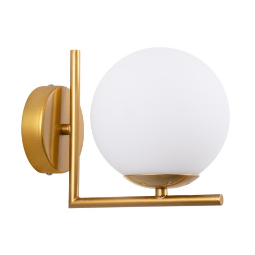 GLOBOSTAR® JADA 01426 Μοντέρνο Φωτιστικό Τοίχου - Απλίκα με Ντουί 1 x E27 AC 220-240V IP20 - Χρυσό & Λευκό - Μ15 x Π21.5 x Υ18cm