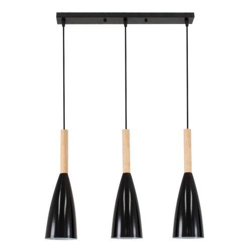 GLOBOSTAR® DILLON 00630 Μοντέρνο Κρεμαστό Φωτιστικό Οροφής με Ντουί 3 x E27 AC 220-240V IP20 - Μαύρο & Μπεζ - Μ54 x Π14 x Υ130cm