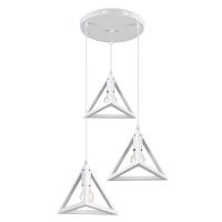 GLOBOSTAR® TRIANGLE 00617 Μοντέρνο Κρεμαστό Φωτιστικό Οροφής με Ντουί 3 x E27 AC 220-240V IP20 - Λευκό - Μ49 x Π49 x Y130cm