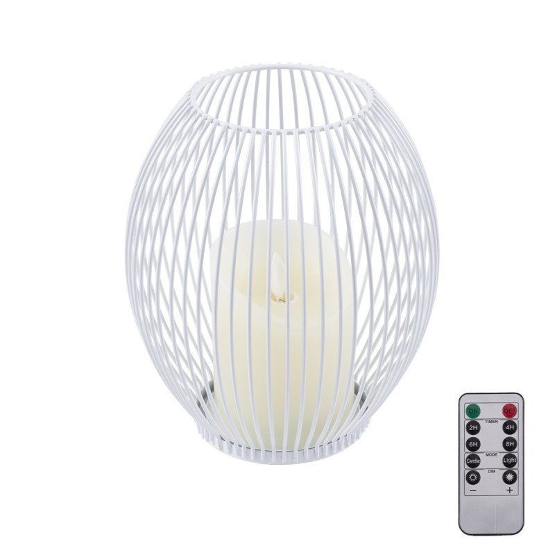 GloboStar® CANDLE 76491 Διακοσμητικό Realistic Κερί με LED Εφέ Κινούμενης Φλόγας - Μπαταρίας 2 x AA (Δεν Συμπεριλαμβάνονται) & Ασύρματο Χειριστήριο IR Θερμό Λευκό 2700K Dimmable Λευκό Φ16 x Υ18cm