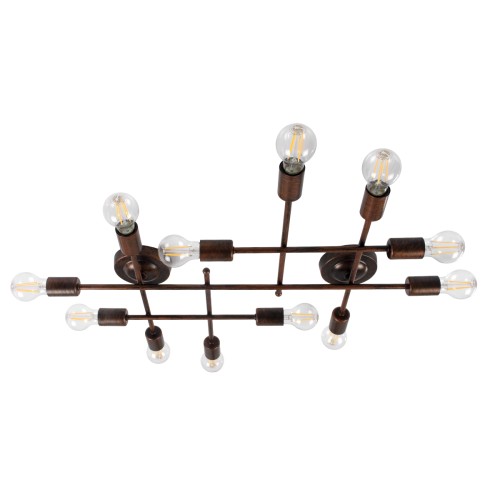 GLOBOSTAR® PIPING 00668-1 Vintage Φωτιστικό Οροφής με Ντουί 12 x E27 AC 220-240V IP20 - Χάλκινο - Μ78.5 x Π9.5 x Υ64cm