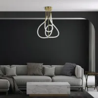 kelvo® GLOW KLV-101-0152 Φωτιστικό Οροφής LED 40W 4000lm 360° AC 220-240V IP20 Ρυθμιζόμενο Λευκό CCT με Χειριστήριο από 2700K έως 6000K Dimmable - Lumileds SMD Chip - Χρυσό Πλατίνα - Μ50 x Π50 x Υ70cm - 3 Χρόνια Εγγύηση
