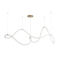 kelvo® GLOW KLV-101-0157 Κρεμαστό Φωτιστικό Οροφής LED 65W 6500lm 360° AC 220-240V IP20 Ρυθμιζόμενο Λευκό CCT με Χειριστήριο από 2700K έως 6000K Dimmable - Lumileds SMD Chip - Σατινέ Χρυσό Βούρτσας - Μ150 x Π70 x Υ90cm - 3 Χρόνια Εγγύηση