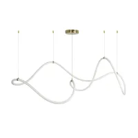 kelvo® GLOW KLV-101-0157 Κρεμαστό Φωτιστικό Οροφής LED 65W 6500lm 360° AC 220-240V IP20 Ρυθμιζόμενο Λευκό CCT με Χειριστήριο από 2700K έως 6000K Dimmable - Lumileds SMD Chip - Σατινέ Χρυσό Βούρτσας - Μ150 x Π70 x Υ90cm - 3 Χρόνια Εγγύηση