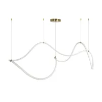 kelvo® GLOW KLV-101-0157 Κρεμαστό Φωτιστικό Οροφής LED 65W 6500lm 360° AC 220-240V IP20 Ρυθμιζόμενο Λευκό CCT με Χειριστήριο από 2700K έως 6000K Dimmable - Lumileds SMD Chip - Σατινέ Χρυσό Βούρτσας - Μ150 x Π70 x Υ90cm - 3 Χρόνια Εγγύηση