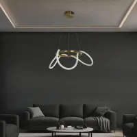 kelvo® GLOW KLV-101-0162 Κρεμαστό Φωτιστικό Οροφής LED 36W 3600lm 360° AC 220-240V IP20 Ρυθμιζόμενο Λευκό CCT με Χειριστήριο από 2700K έως 6000K Dimmable - Lumileds SMD Chip - Χρυσό Πλατίνα - Μ70 x Π70 x Υ40cm - 3 Χρόνια Εγγύηση