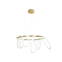 kelvo® GLOW KLV-101-0164 Κρεμαστό Φωτιστικό Οροφής LED 69W 6900lm 360° AC 220-240V IP20 Ρυθμιζόμενο Λευκό CCT με Χειριστήριο από 2700K έως 6000K Dimmable - Lumileds SMD Chip - Χρυσό Πλατίνα - Μ100 x Π100 x Υ40cm - 3 Χρόνια Εγγύηση
