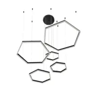 kelvo® LEXAGON KLV-101-0179 Κρεμαστό Φωτιστικό Οροφής LED 120W 12000lm 200° AC 220-240V IP20 Ρυθμιζόμενο Λευκό CCT με Χειριστήριο από 2700K έως 6000K Dimmable - Lumileds SMD Chip - Μαύρο Ματ - Μ110 x Π90 x Υ110cm - 3 Χρόνια Εγγύηση